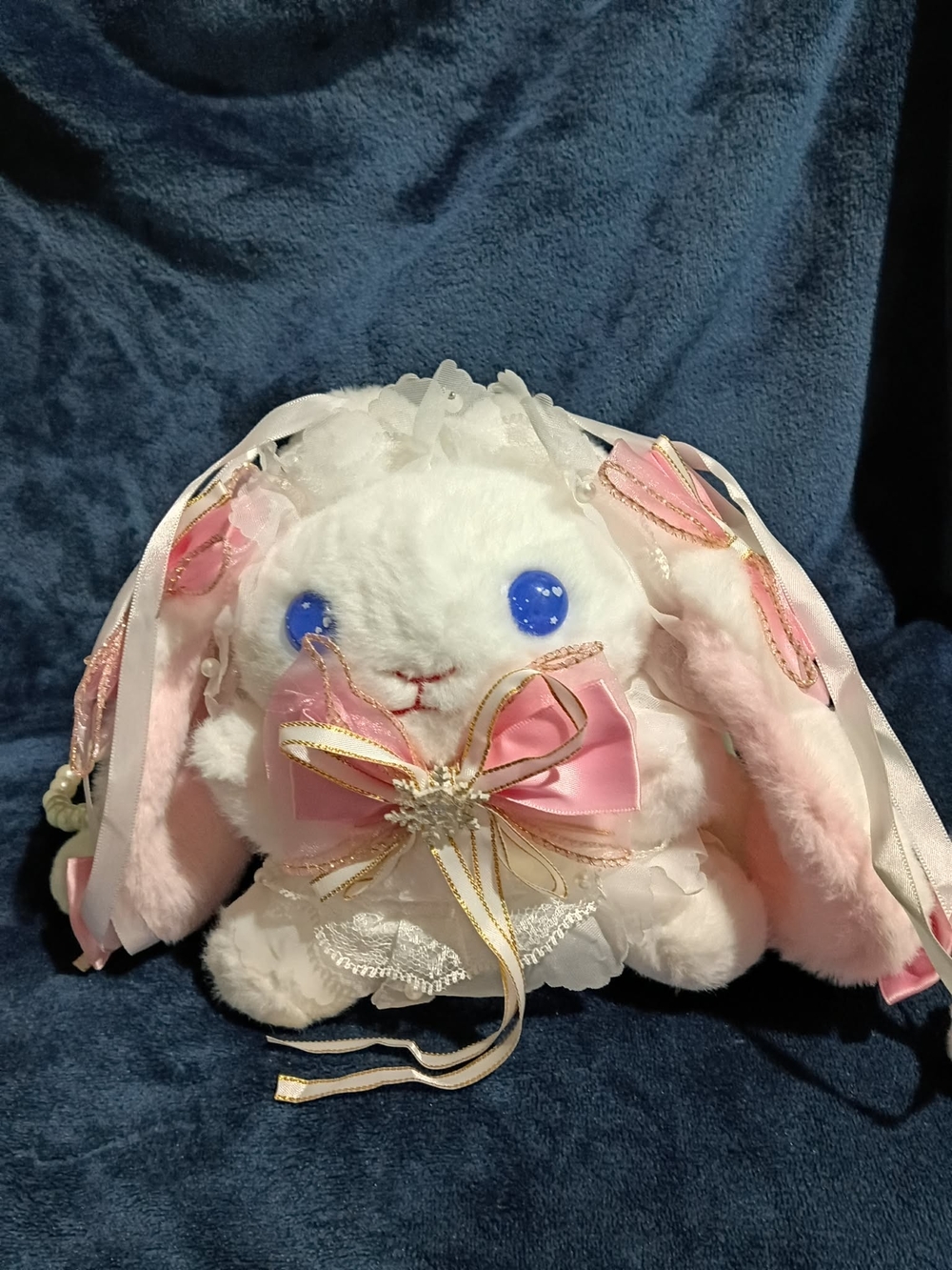 Plush Bunny Kids Accessory Bag in White and Pink